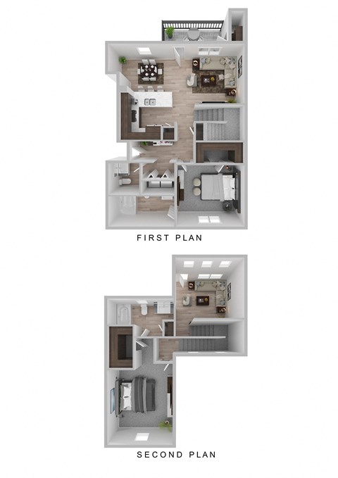 Floor plan for 2 beds, 2.5 baths, 1231 sqft